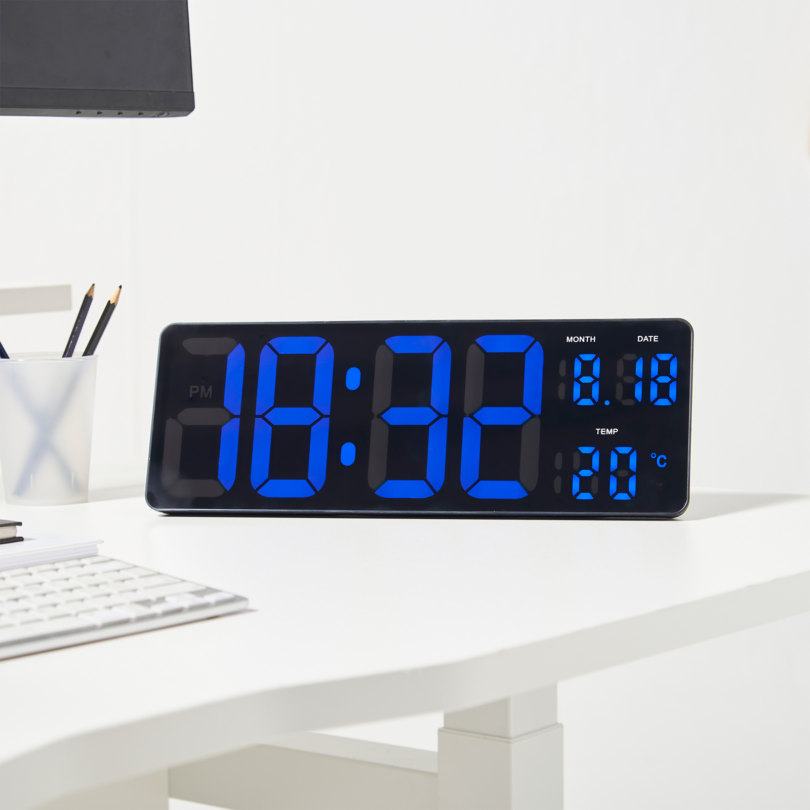Zeneth digital LED multifunctional wall or table clock - Black - Image 2